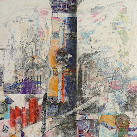 Angeli arresi, 2011.
pastel, pencil and mixed media on board.
Elena Greggio