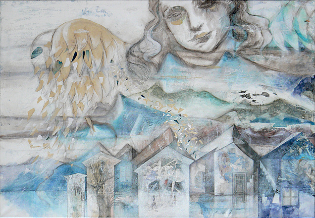 I Guardiani delle Terre del Nord, 2011.
acrylic, pencil and paper on canvas.
Elena Greggio