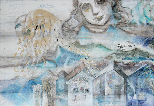 I Guardiani delle Terre del Nord, 2011.
acrylic, pencil and paper on canvas.
Elena Greggio