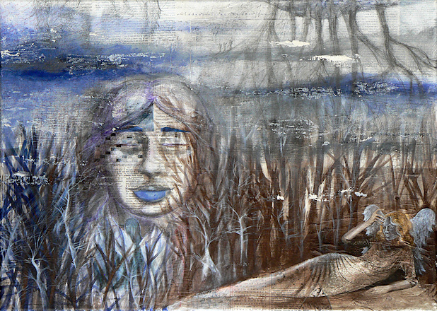 Sogno nella foresta, 2011.
acrylic, pencil and mixed media on canvas.
Elena Greggio