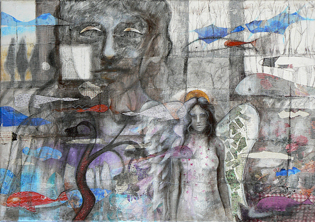 Aquarium, 2011.
acrylic, pencil and mixed media on canvas.
Elena Greggio