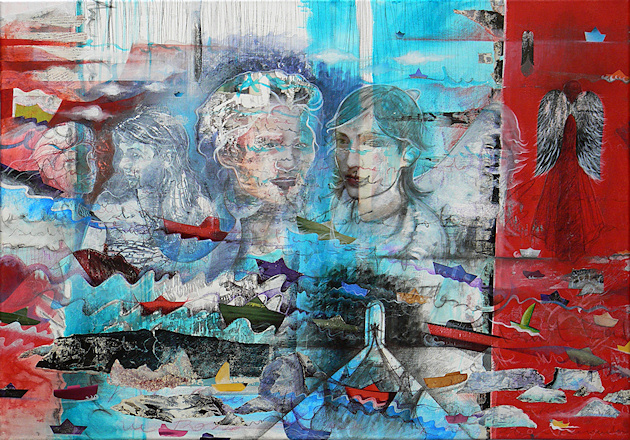 Sogno marino, 2011.
acrylic, pencil and mixed media on canvas.
Elena Greggio